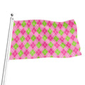 Pink And Green Argyle Pattern Print Flag