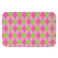 Pink And Green Argyle Pattern Print Indoor Door Mat
