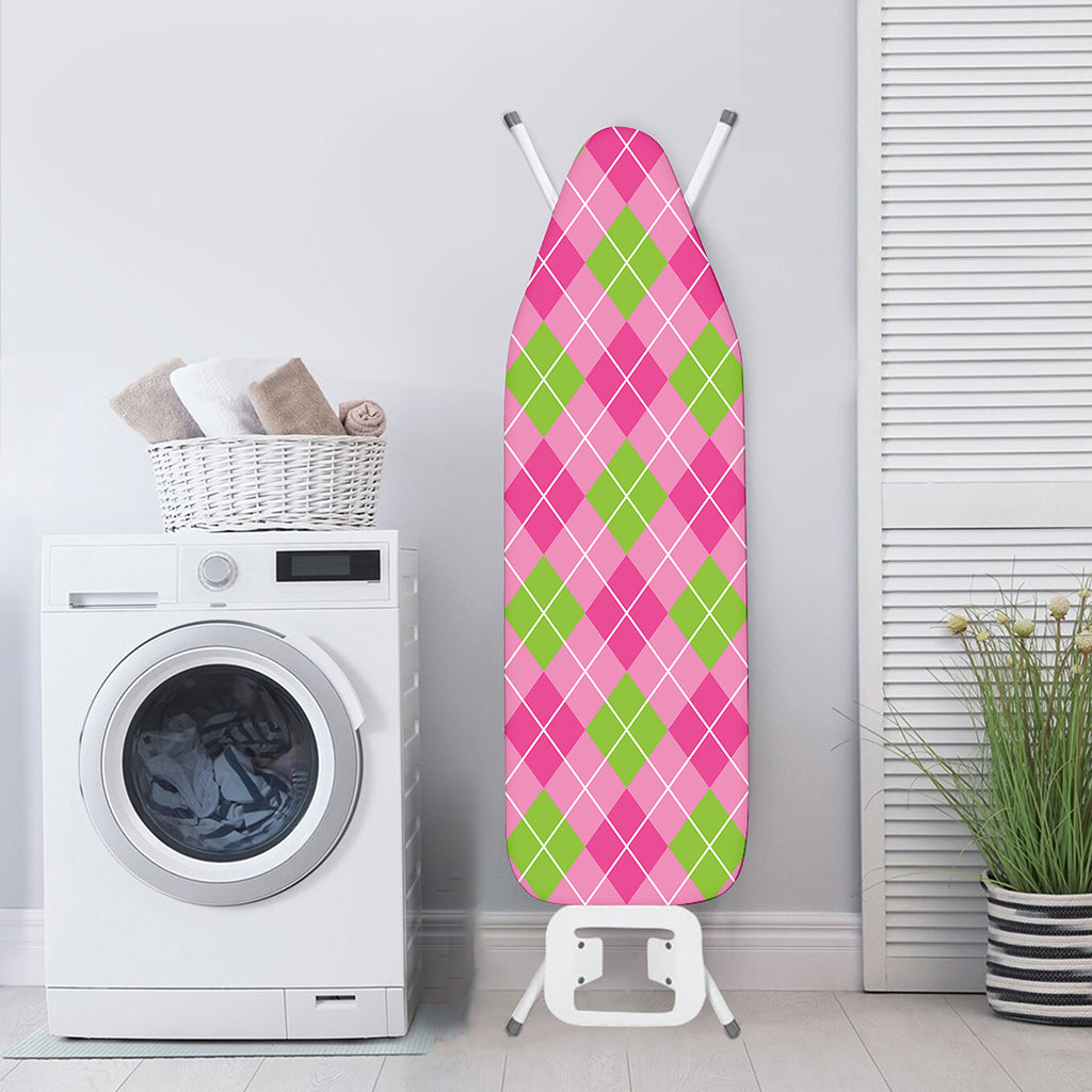 Pink And Green Argyle Pattern Print Ironing Board Cover