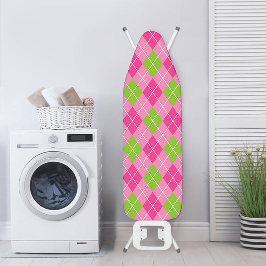 Pink And Green Argyle Pattern Print Ironing Board Cover