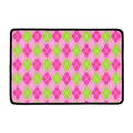 Pink And Green Argyle Pattern Print Kitchen Mat