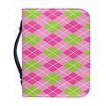 Pink And Green Argyle Pattern Print Leather Bible Cover