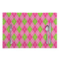 Pink And Green Argyle Pattern Print Placemat
