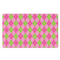 Pink And Green Argyle Pattern Print Polyester Doormat