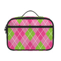 Pink And Green Argyle Pattern Print Portable Lunch Bag