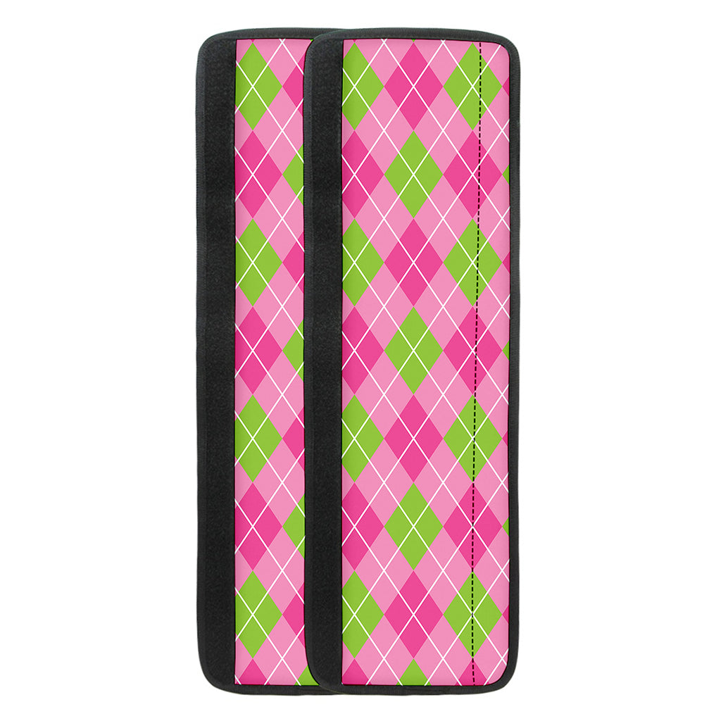 Pink And Green Argyle Pattern Print Refrigerator Handle Covers