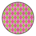 Pink And Green Argyle Pattern Print Round Floor Mat