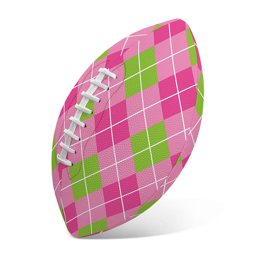 Pink And Green Argyle Pattern Print Rugby Ball