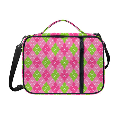 Pink And Green Argyle Pattern Print Shoulder Strap Bible Bag