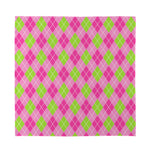 Pink And Green Argyle Pattern Print Silk Bandana