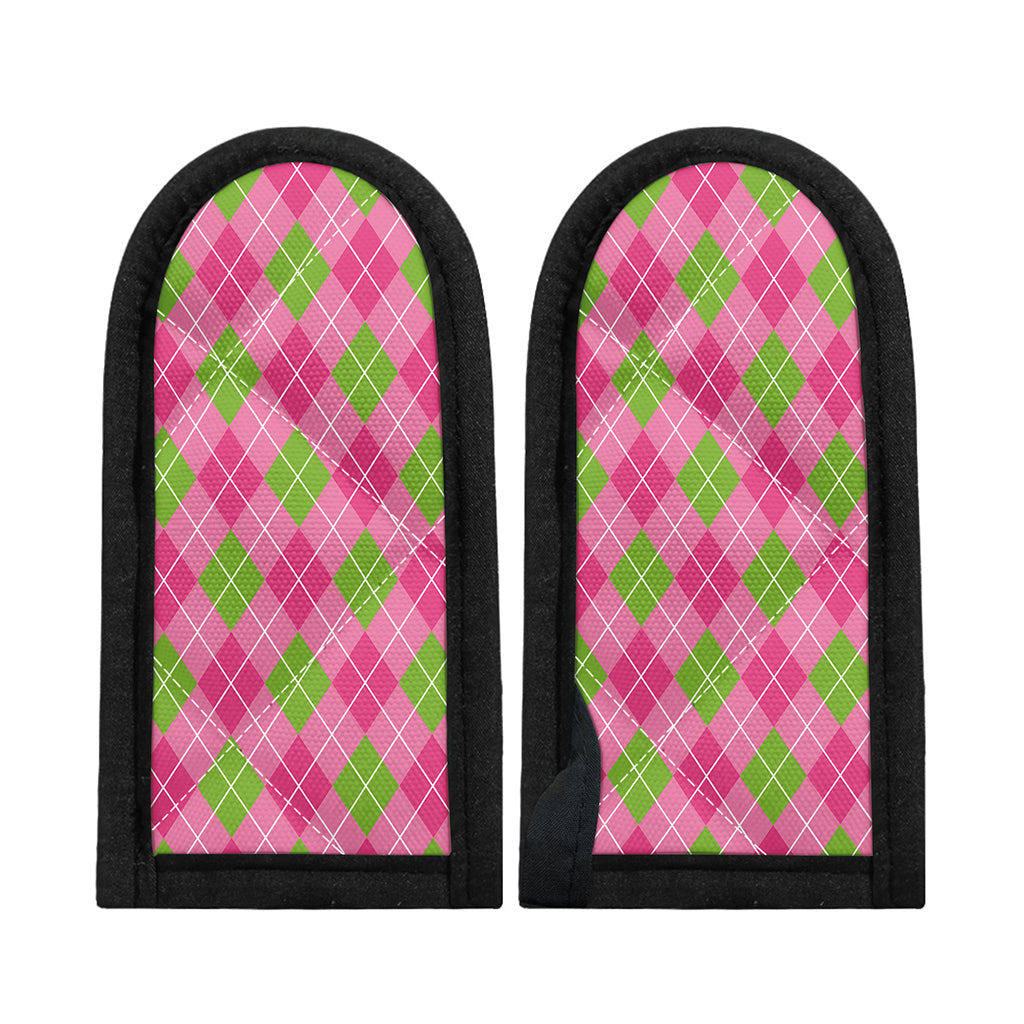 Pink And Green Argyle Pattern Print Skillet Handle Cover