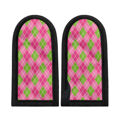 Pink And Green Argyle Pattern Print Skillet Handle Cover