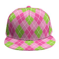 Pink And Green Argyle Pattern Print Snapback Cap