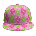 Pink And Green Argyle Pattern Print Snapback Cap