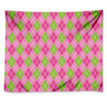 Pink And Green Argyle Pattern Print Tapestry
