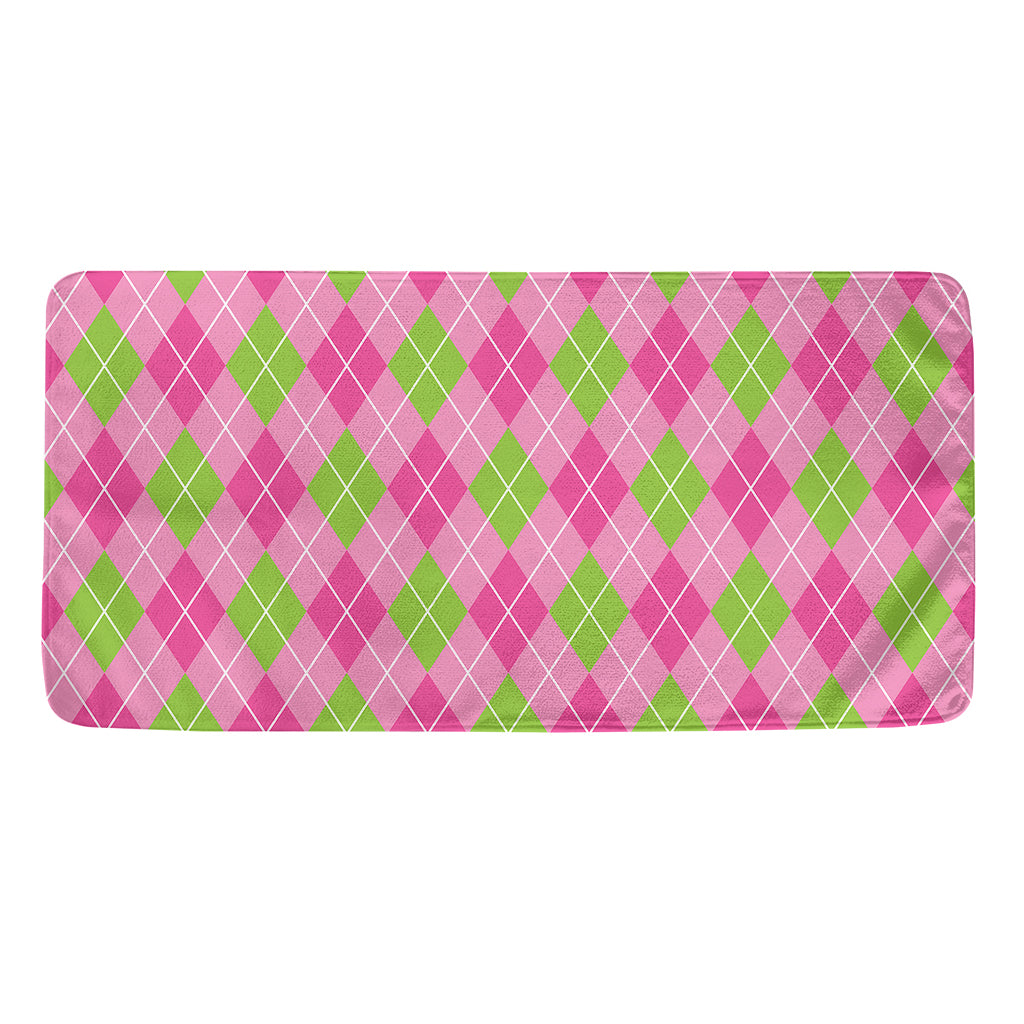 Pink And Green Argyle Pattern Print Towel