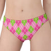 Pink And Green Argyle Pattern Print Women's Panties