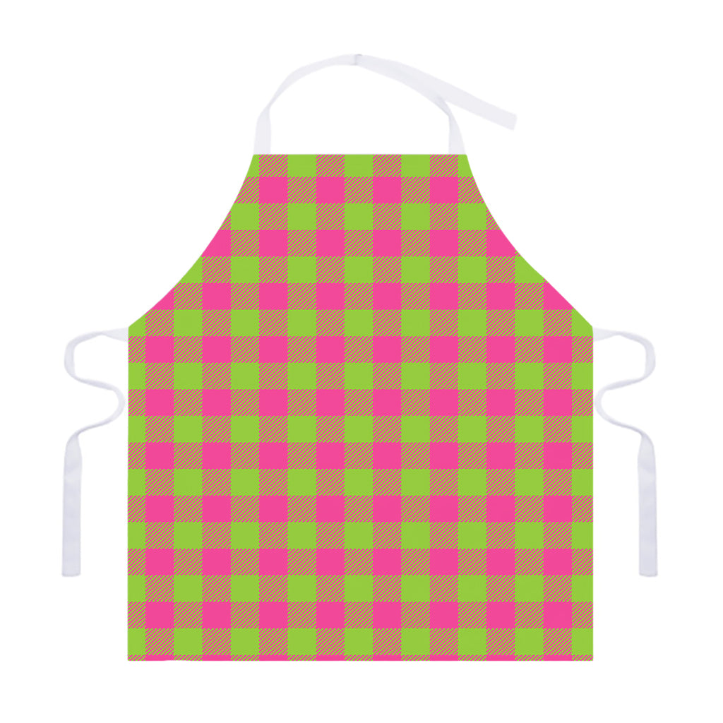 Pink And Green Buffalo Plaid Print Adjustable Apron