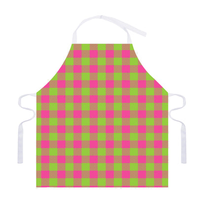Pink And Green Buffalo Plaid Print Adjustable Apron