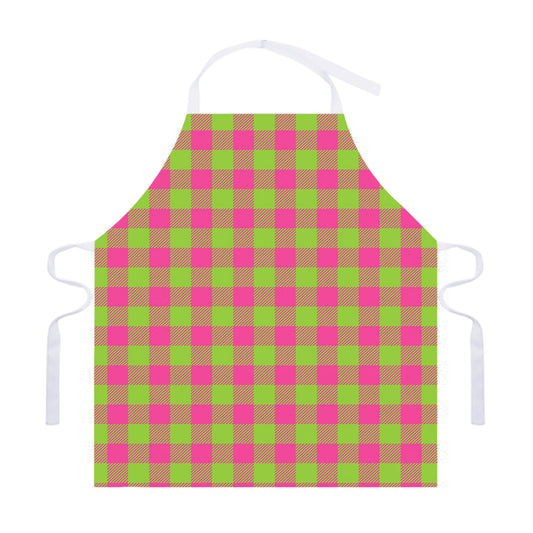 Pink And Green Buffalo Plaid Print Adjustable Apron