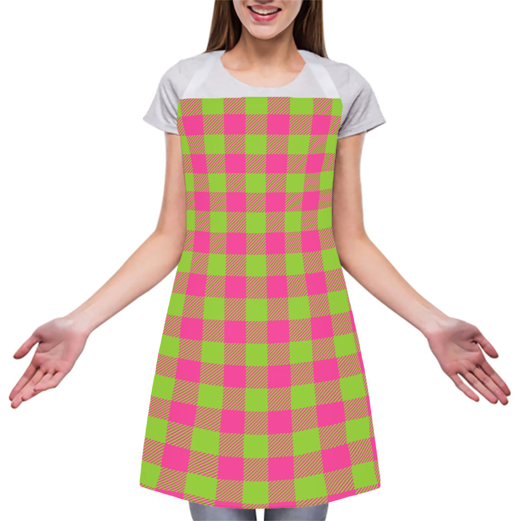 Pink And Green Buffalo Plaid Print Adjustable Apron