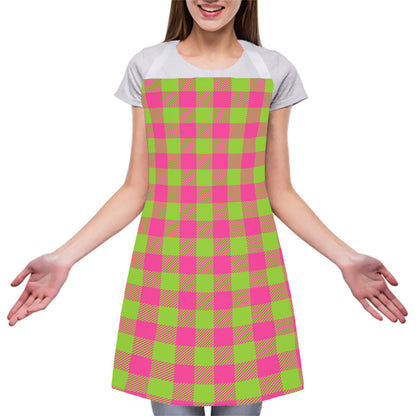 Pink And Green Buffalo Plaid Print Adjustable Apron