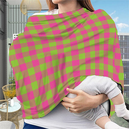 Pink And Green Buffalo Plaid Print Baby Seat Cover