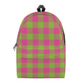 Pink And Green Buffalo Plaid Print School Backpack