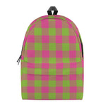 Pink And Green Buffalo Plaid Print Backpack