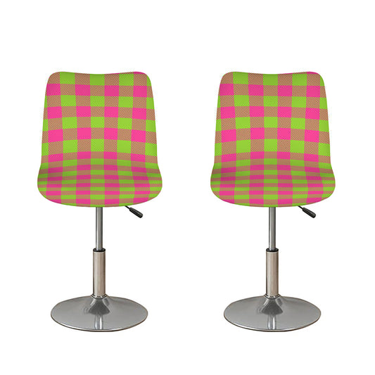 Pink And Green Buffalo Plaid Print Bar Stool Covers