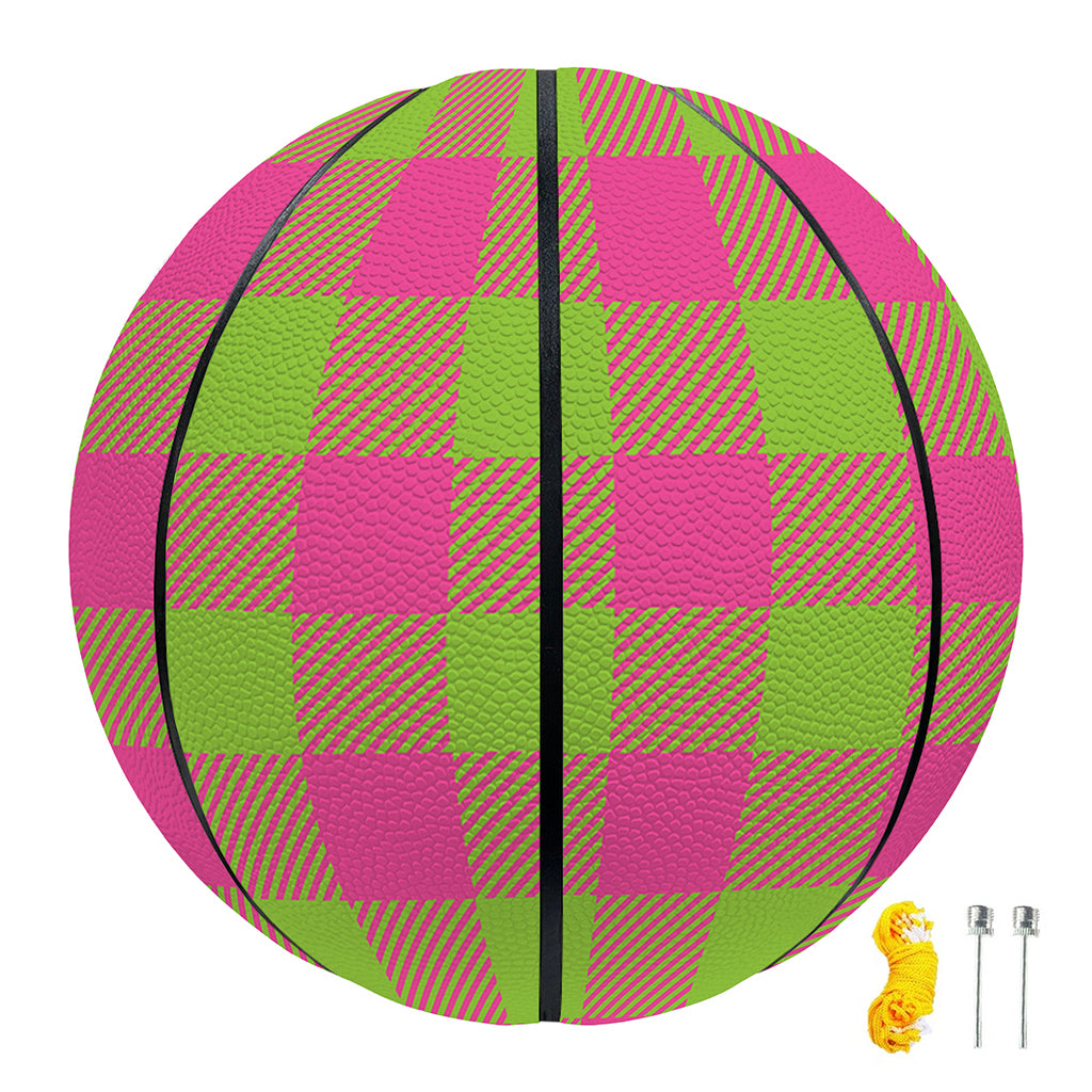 Pink And Green Buffalo Plaid Print Basketball