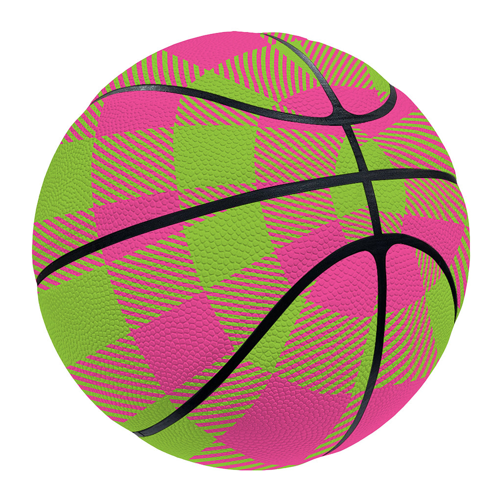 Pink And Green Buffalo Plaid Print Basketball