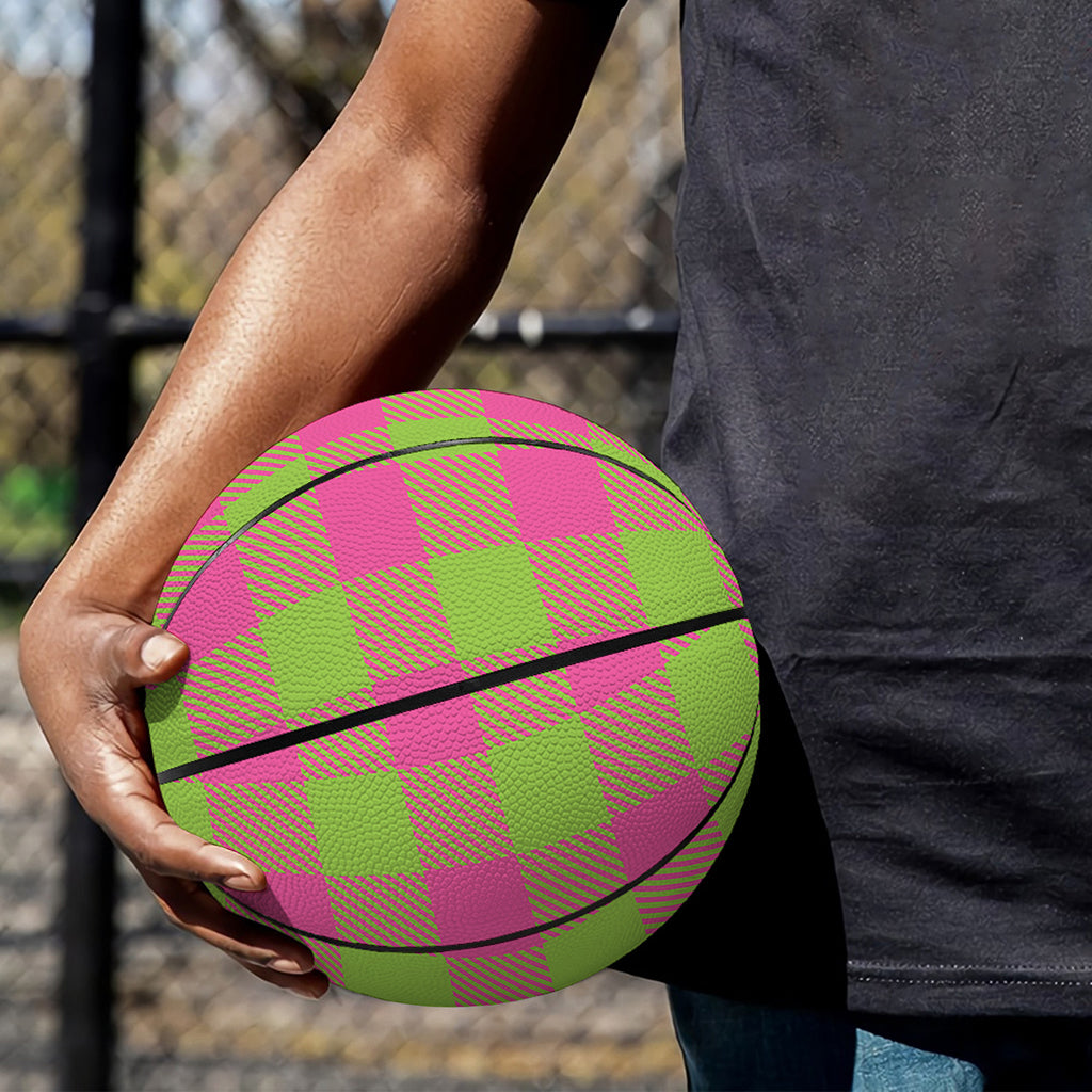 Pink And Green Buffalo Plaid Print Basketball