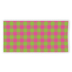 Pink And Green Buffalo Plaid Print Beach Towel