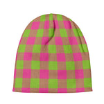 Pink And Green Buffalo Plaid Print Beanie