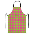 Pink And Green Buffalo Plaid Print Bib Apron With Pocket