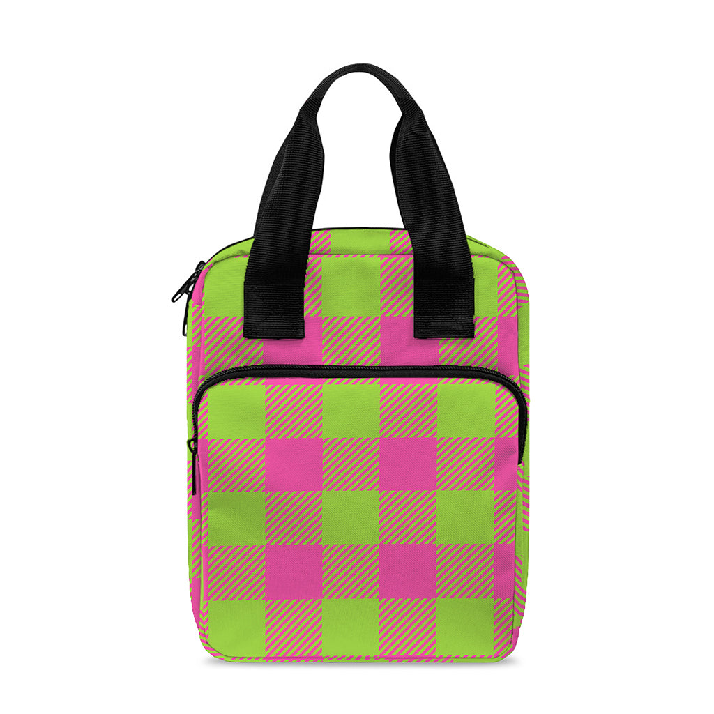 Pink And Green Buffalo Plaid Print Bible Tote Bag