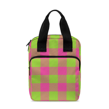Pink And Green Buffalo Plaid Print Bible Tote Bag