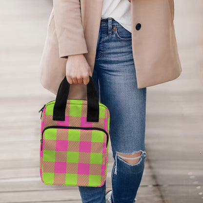 Pink And Green Buffalo Plaid Print Bible Tote Bag