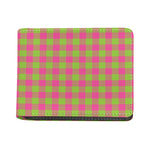 Pink And Green Buffalo Plaid Print Bifold Wallet