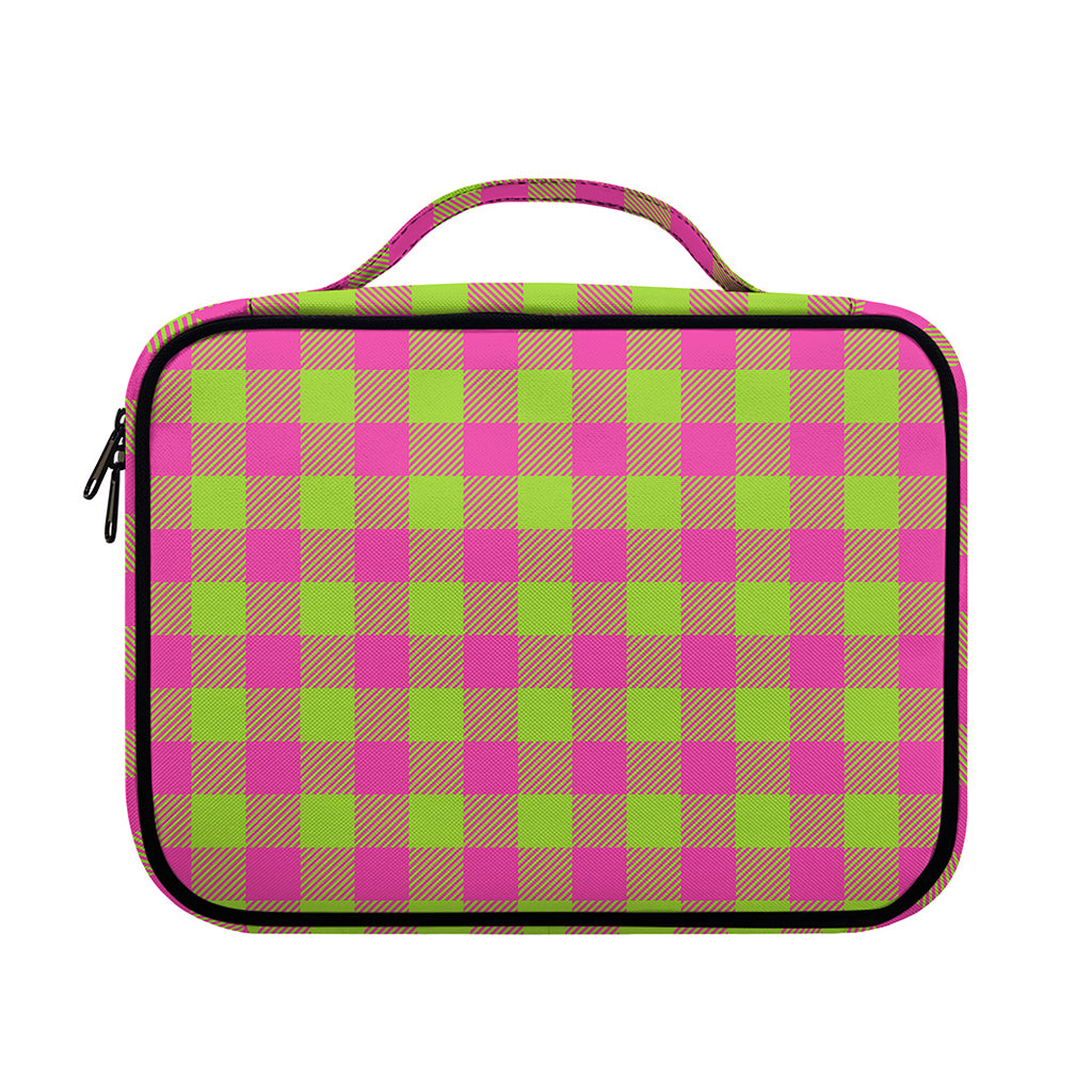 Pink And Green Buffalo Plaid Print Briefcase Bible Bag