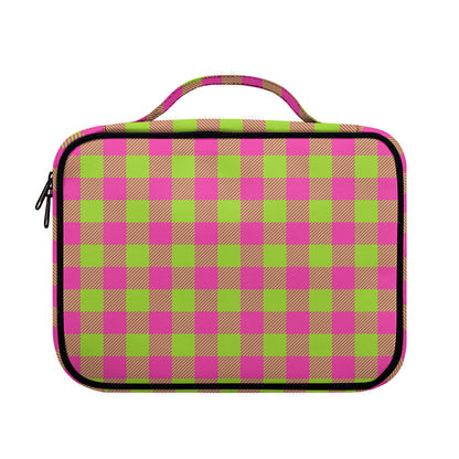 Pink And Green Buffalo Plaid Print Briefcase Bible Bag