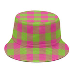 Pink And Green Buffalo Plaid Print Bucket Hat