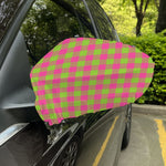 Pink And Green Buffalo Plaid Print Car Side Mirror Covers