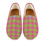 Pink And Green Buffalo Plaid Print Casual Shoes