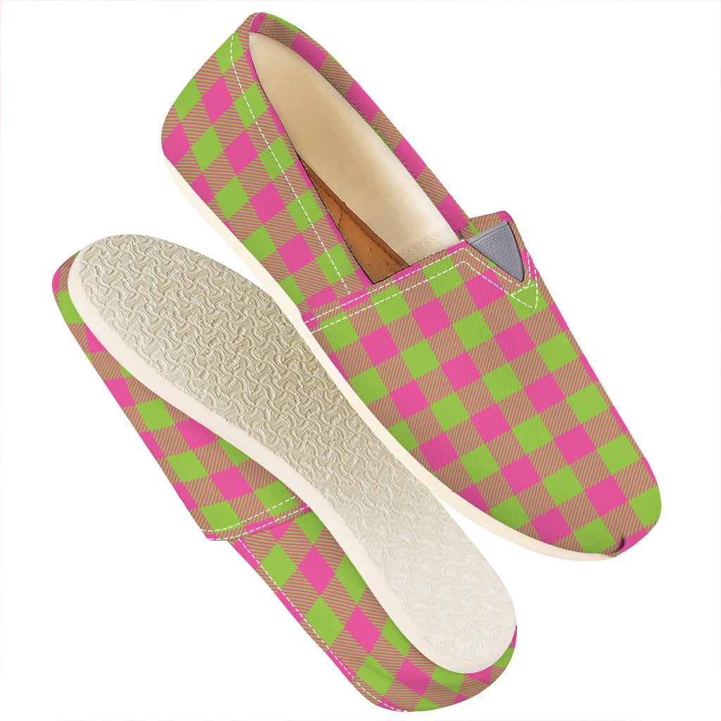 Pink And Green Buffalo Plaid Print Casual Shoes