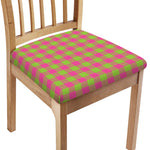Pink And Green Buffalo Plaid Print Chair Cushion Cover