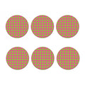 Pink And Green Buffalo Plaid Print Coaster Set