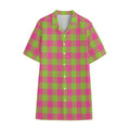 Pink And Green Buffalo Plaid Print Cotton Hawaiian Shirt