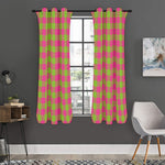 Pink And Green Buffalo Plaid Print Curtain